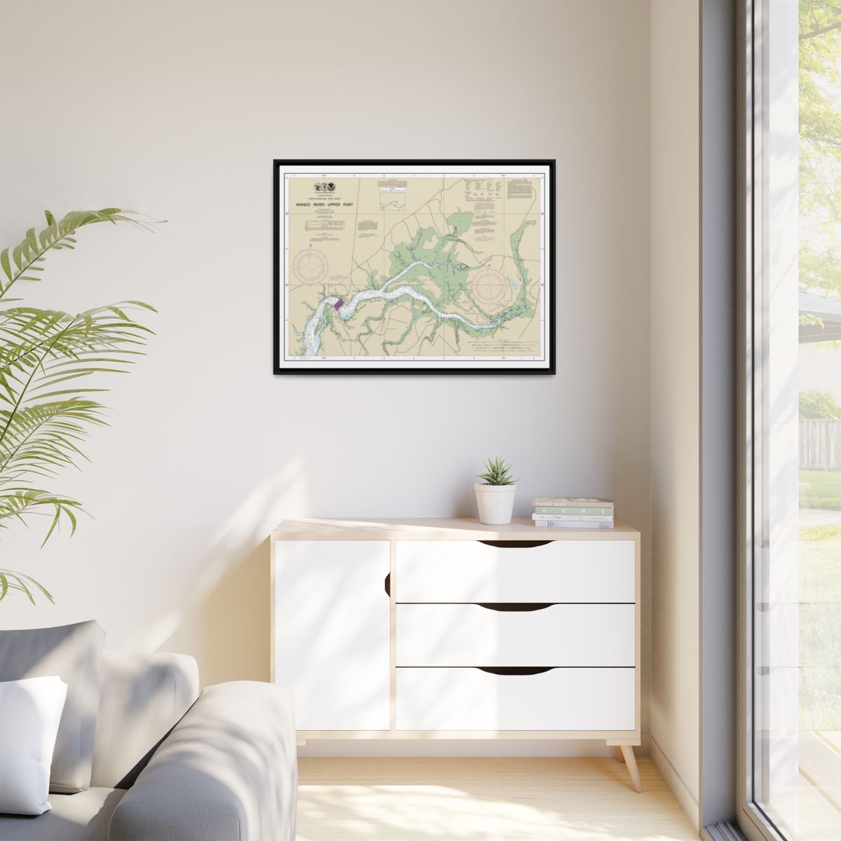 Chart 11526 Wando River Upper Part - NOAA Nautical Chart Floating Frame Canvas | 32" x 24" | 40" x 30" - Black context-1