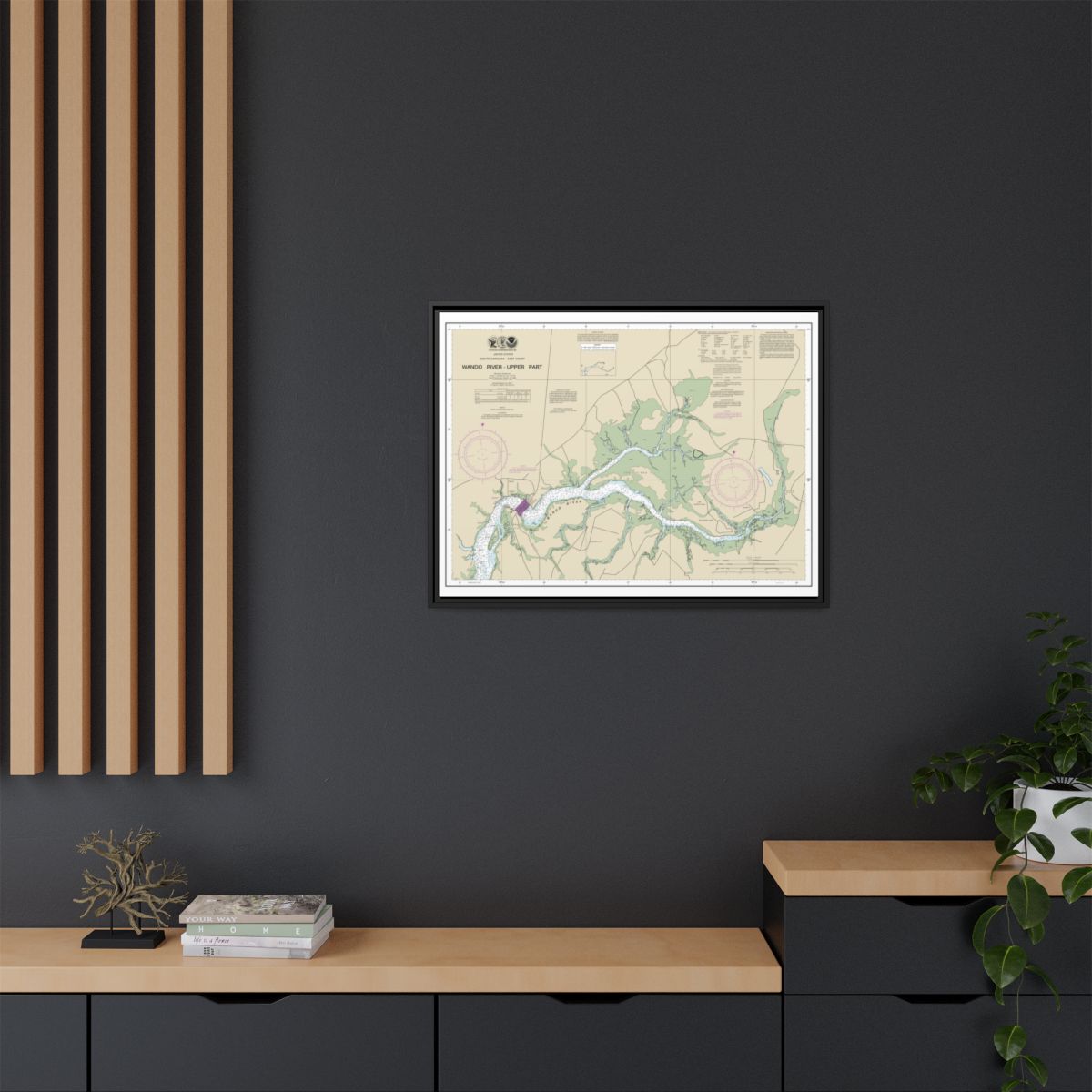 Chart 11526 Wando River Upper Part - NOAA Nautical Chart Floating Frame Canvas | 32" x 24" | 40" x 30" - Black context-2