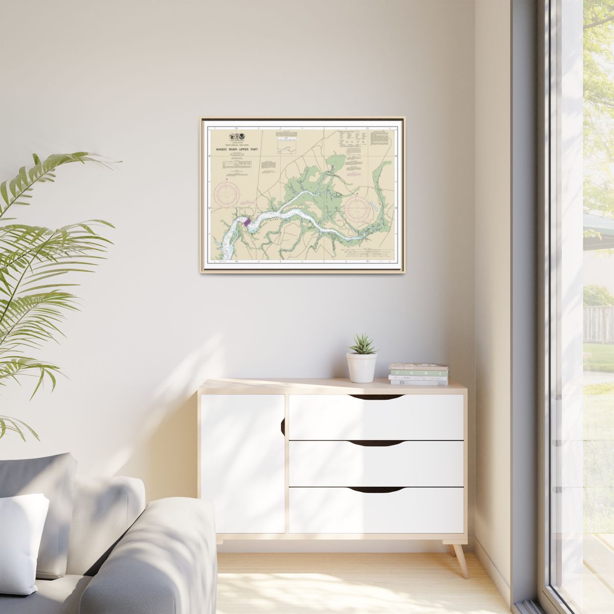 Chart 11526 Wando River Upper Part - NOAA Nautical Chart Floating Frame Canvas | 32" x 24" | 40" x 30" - Natural context-1