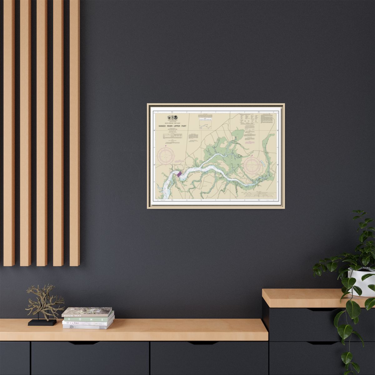 Chart 11526 Wando River Upper Part - NOAA Nautical Chart Floating Frame Canvas | 32" x 24" | 40" x 30" - Natural context-2