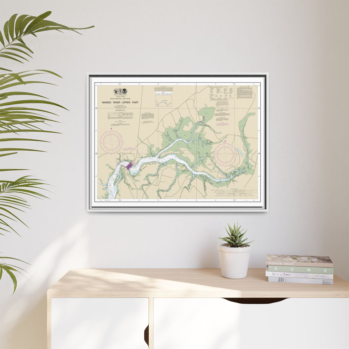 Chart 11526 Wando River Upper Part - NOAA Nautical Chart Floating Frame Canvas | 32" x 24" | 40" x 30" - White context-1