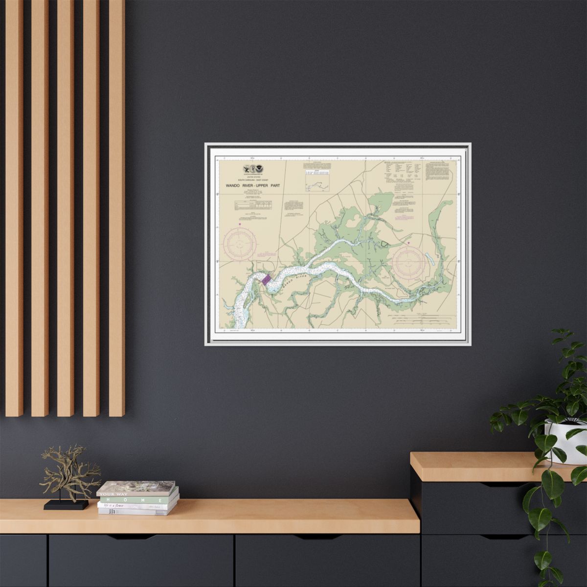 Chart 11526 Wando River Upper Part - NOAA Nautical Chart Floating Frame Canvas | 32" x 24" | 40" x 30" - White context-2