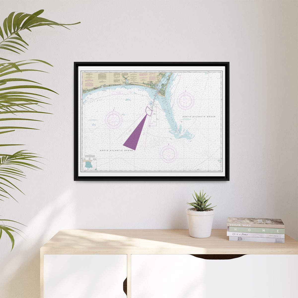 Chart 11536 Approaches to Cape Fear River - NOAA Nautical Chart Floating Frame Canvas | 32" x 24" | 40" x 30" - Black context-1