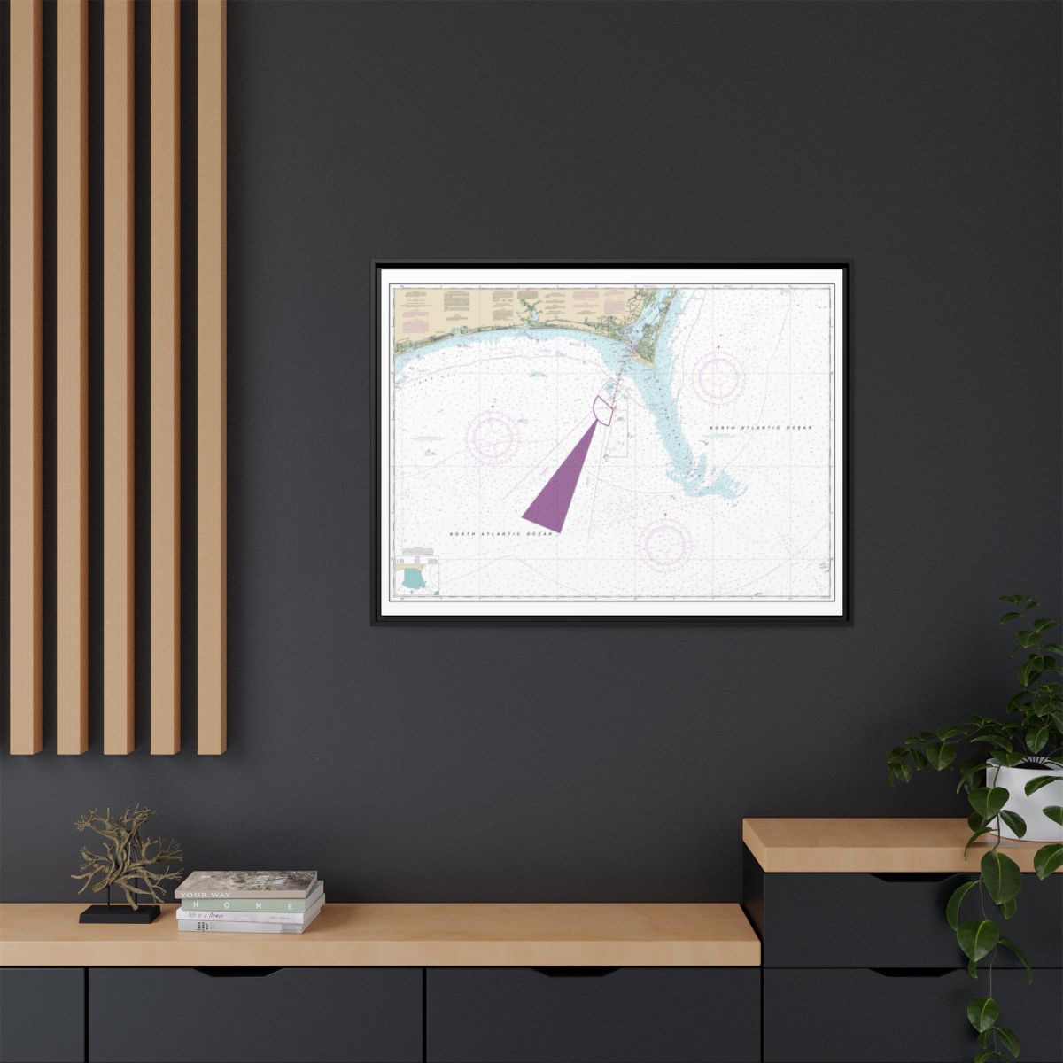 Chart 11536 Approaches to Cape Fear River - NOAA Nautical Chart Floating Frame Canvas | 32" x 24" | 40" x 30" - Black context-2