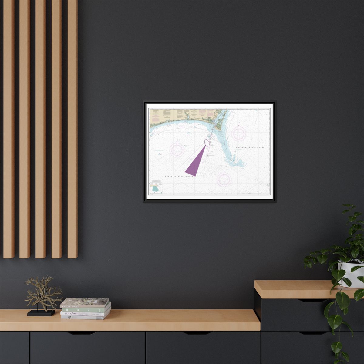 Chart 11536 Approaches to Cape Fear River - NOAA Nautical Chart Floating Frame Canvas | 32" x 24" | 40" x 30" - Black context-2