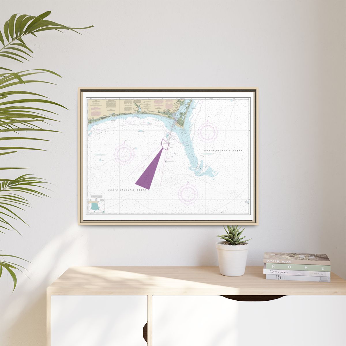 Chart 11536 Approaches to Cape Fear River - NOAA Nautical Chart Floating Frame Canvas | 32" x 24" | 40" x 30" - Natural context-1
