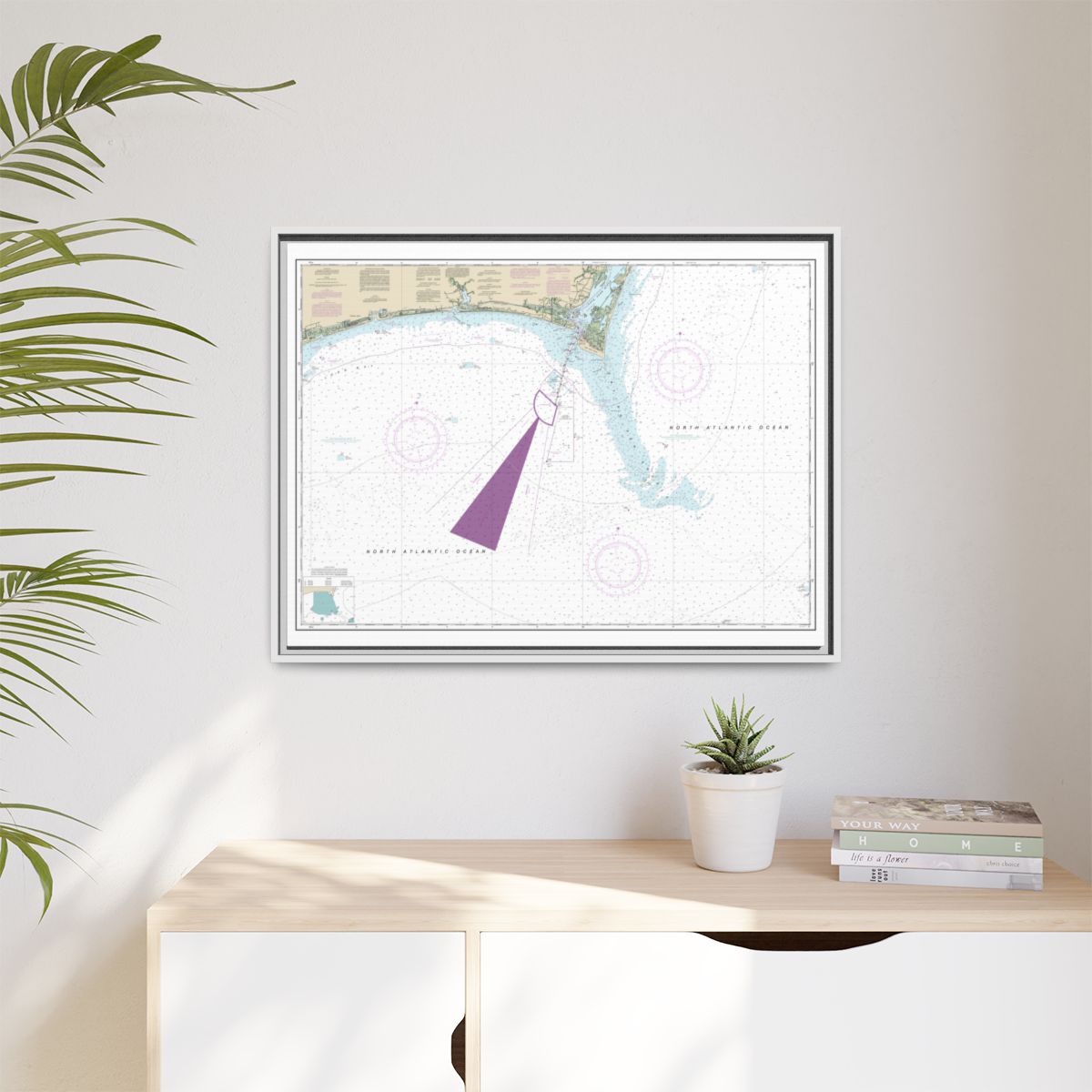 Chart 11536 Approaches to Cape Fear River - NOAA Nautical Chart Floating Frame Canvas | 32" x 24" | 40" x 30" - White context-1