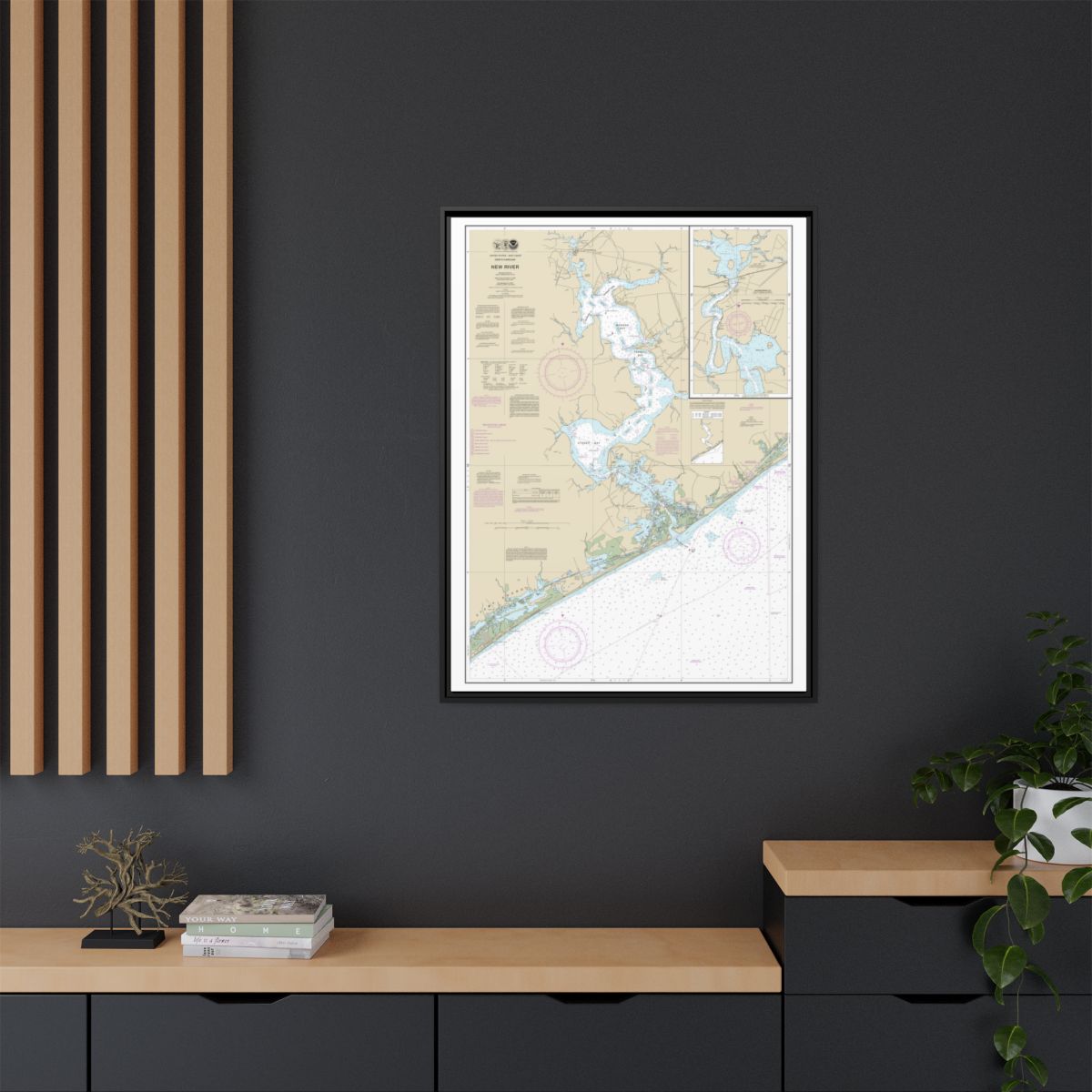 Chart 11542 New River;Jacksonville - NOAA Nautical Chart Floating Frame Canvas | 24" x 32" | 30" x 40" - Black context-2