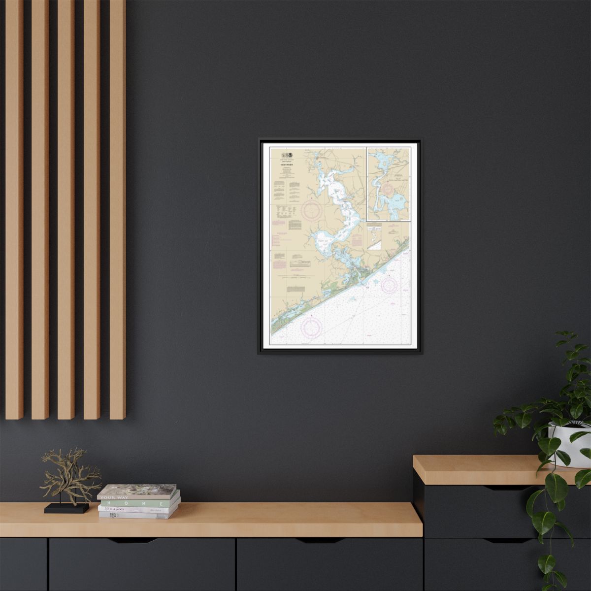Chart 11542 New River;Jacksonville - NOAA Nautical Chart Floating Frame Canvas | 24" x 32" | 30" x 40" - Black context-2