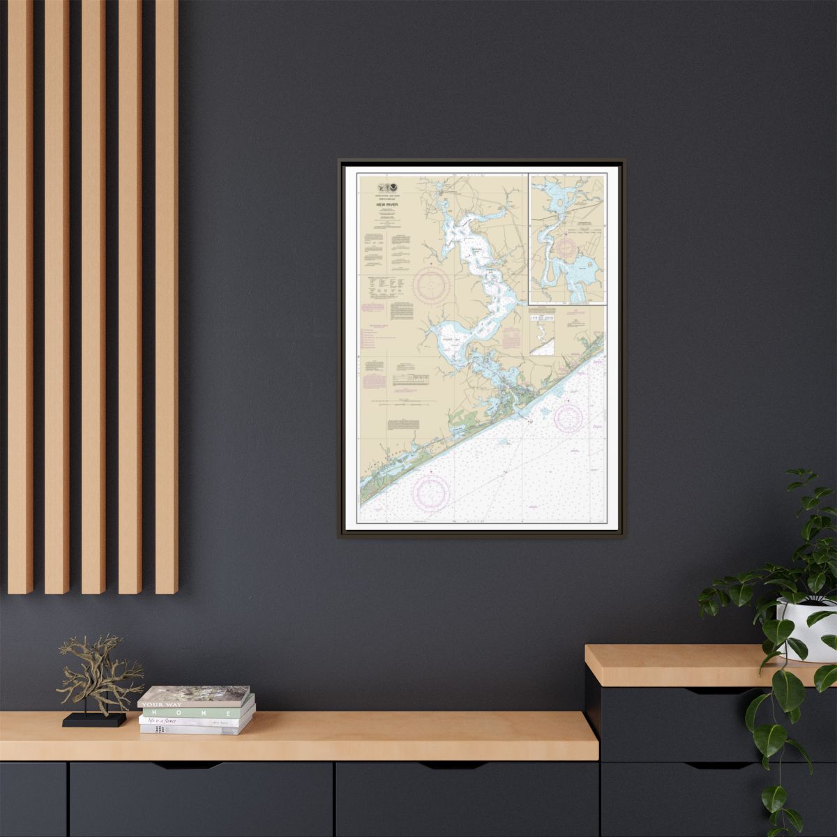 Chart 11542 New River;Jacksonville - NOAA Nautical Chart Floating Frame Canvas | 24" x 32" | 30" x 40" - Espresso context-2