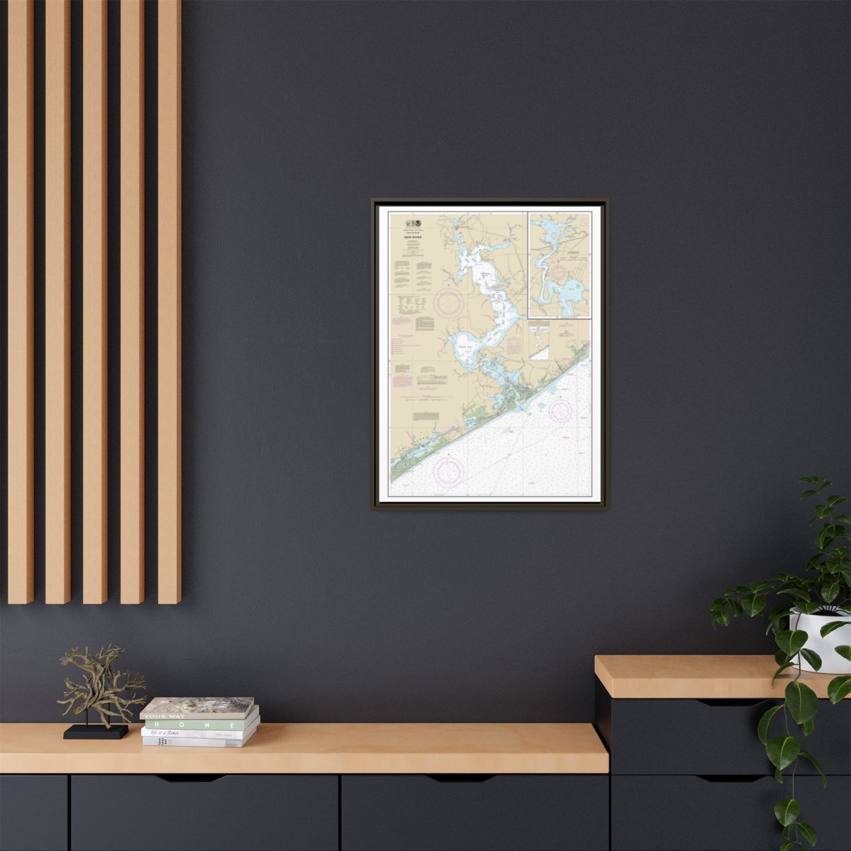 Chart 11542 New River;Jacksonville - NOAA Nautical Chart Floating Frame Canvas | 24" x 32" | 30" x 40" - Espresso context-2