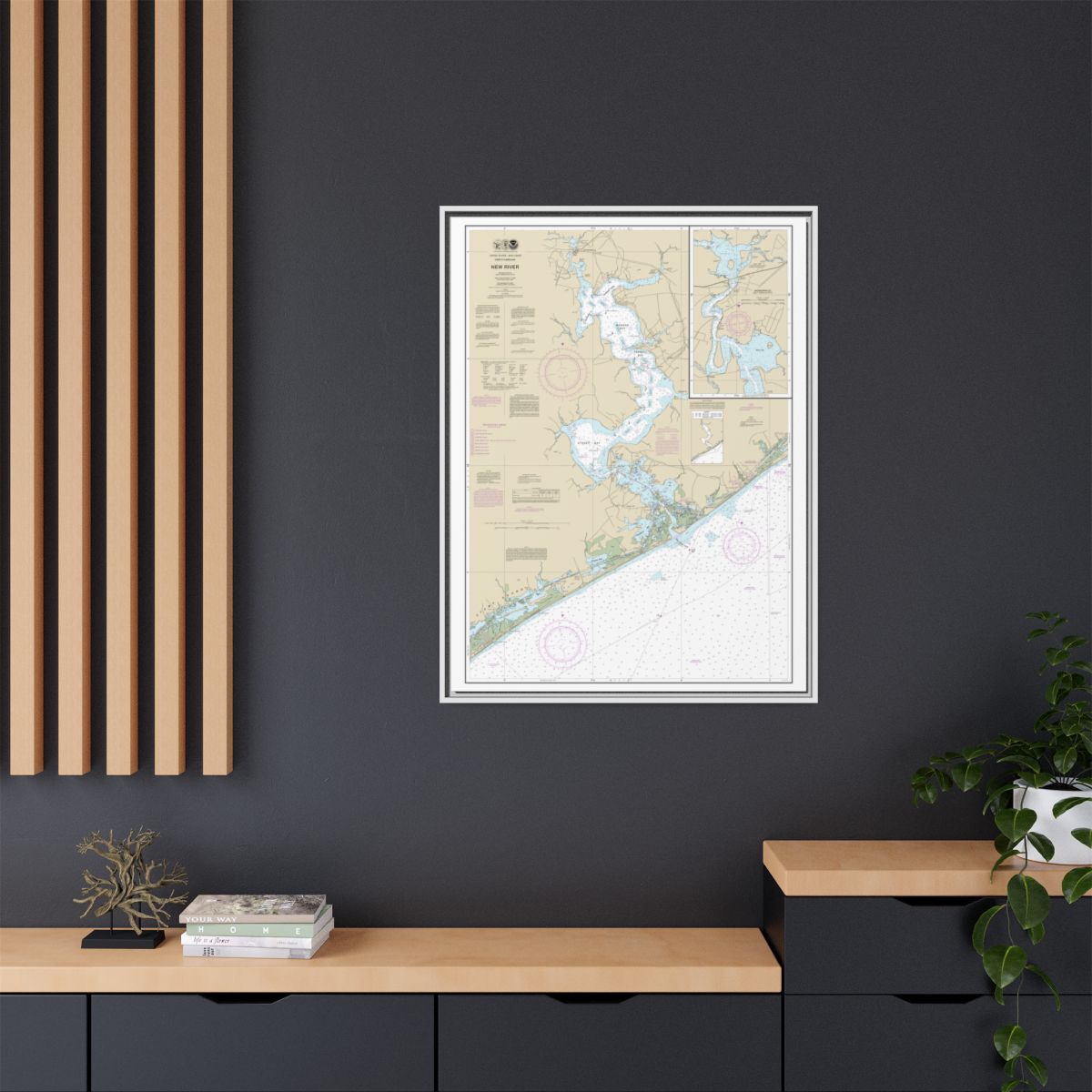 Chart 11542 New River;Jacksonville - NOAA Nautical Chart Floating Frame Canvas | 24" x 32" | 30" x 40" - White context-2