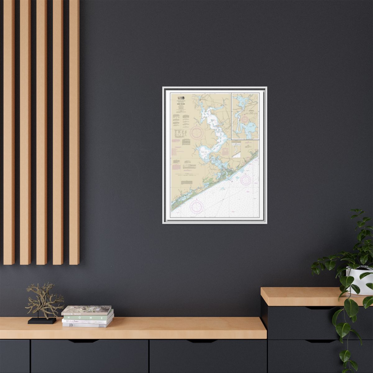Chart 11542 New River;Jacksonville - NOAA Nautical Chart Floating Frame Canvas | 24" x 32" | 30" x 40" - White context-2