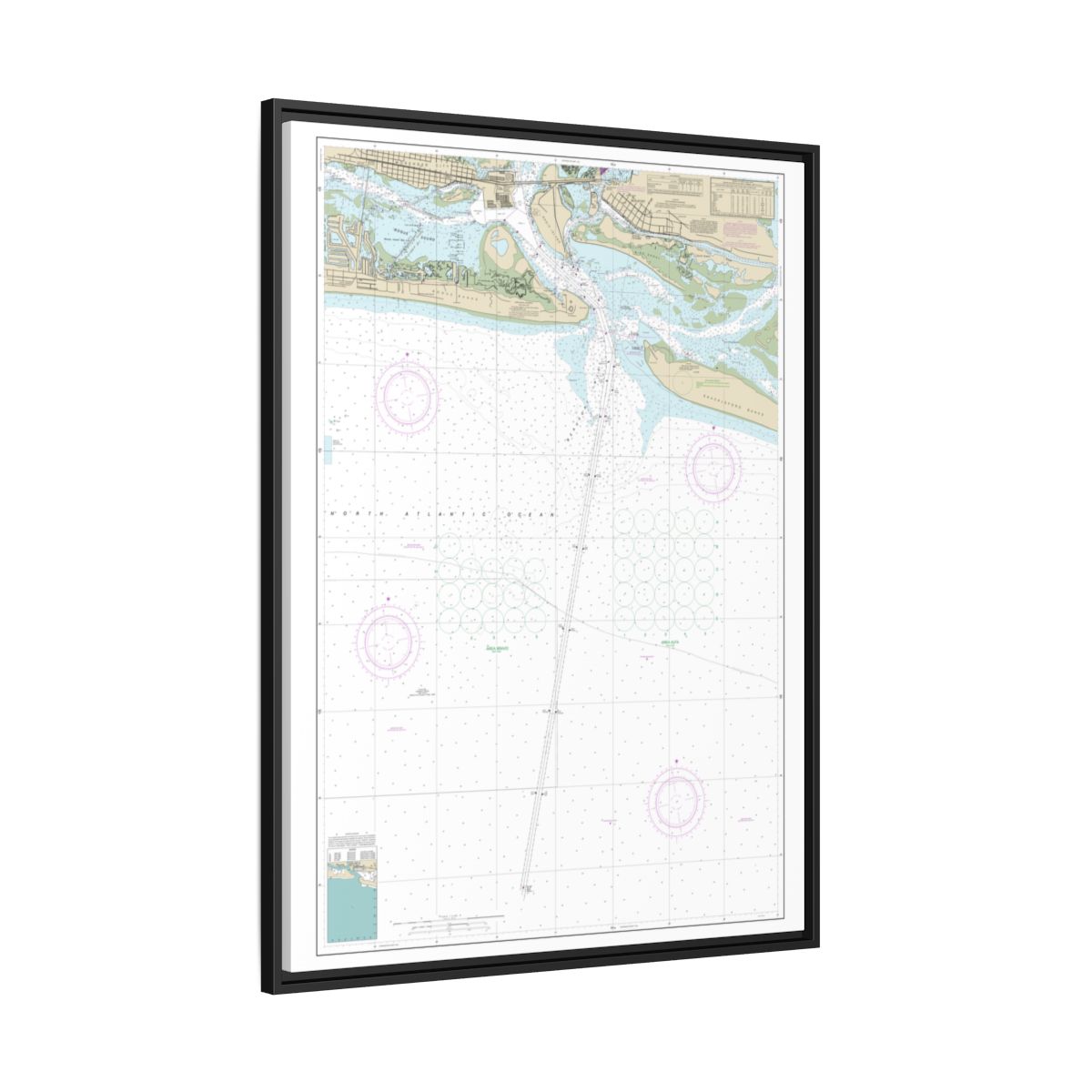 Chart 11547 Morehead City Harbor - NOAA Nautical Chart Floating Frame Canvas | 24" x 32" | 30" x 40" - Black side