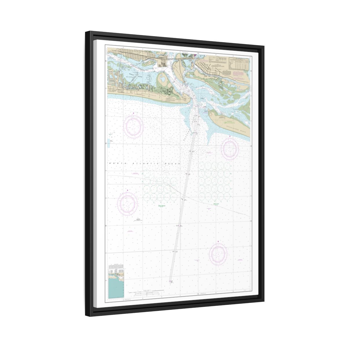 Chart 11547 Morehead City Harbor - NOAA Nautical Chart Floating Frame Canvas | 24" x 32" | 30" x 40" - Black side