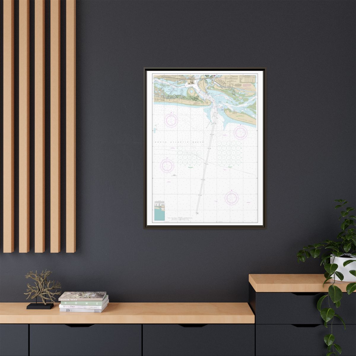 Chart 11547 Morehead City Harbor - NOAA Nautical Chart Floating Frame Canvas | 24" x 32" | 30" x 40" - Espresso context-2