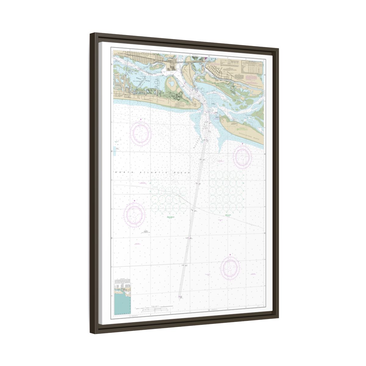 Chart 11547 Morehead City Harbor - NOAA Nautical Chart Floating Frame Canvas | 24" x 32" | 30" x 40" - Espresso side
