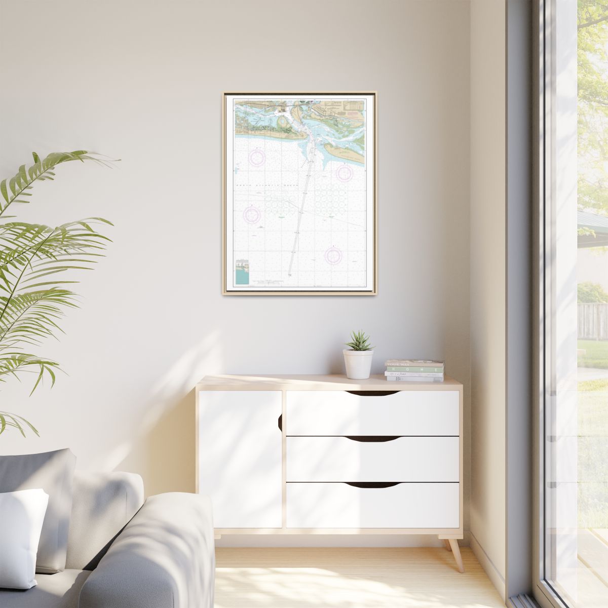 Chart 11547 Morehead City Harbor - NOAA Nautical Chart Floating Frame Canvas | 24" x 32" | 30" x 40" - Natural context-1