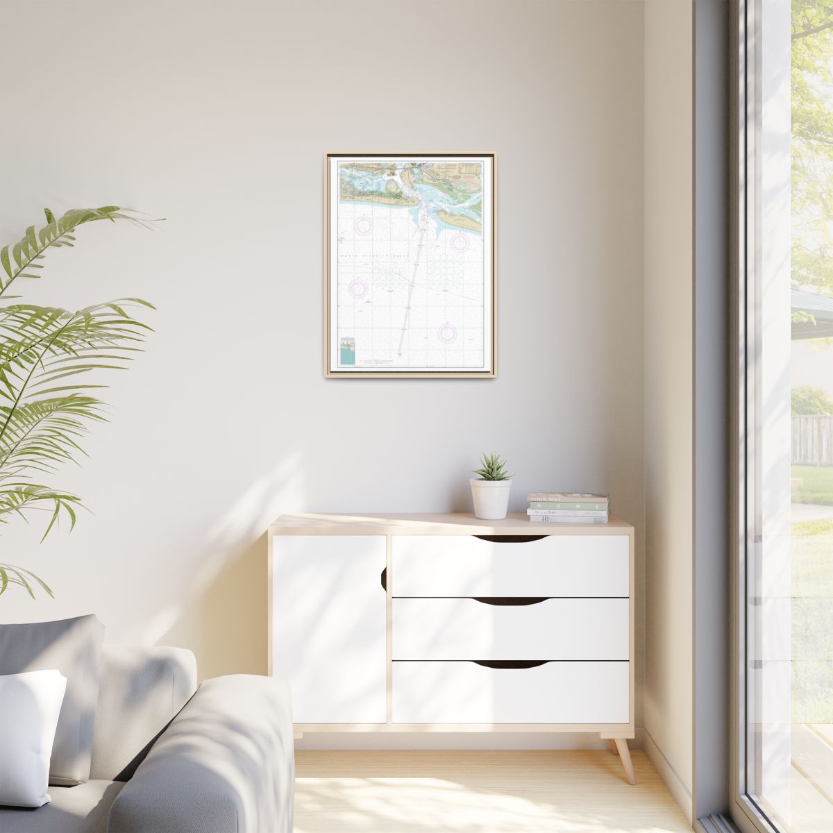 Chart 11547 Morehead City Harbor - NOAA Nautical Chart Floating Frame Canvas | 24" x 32" | 30" x 40" - Natural context-1