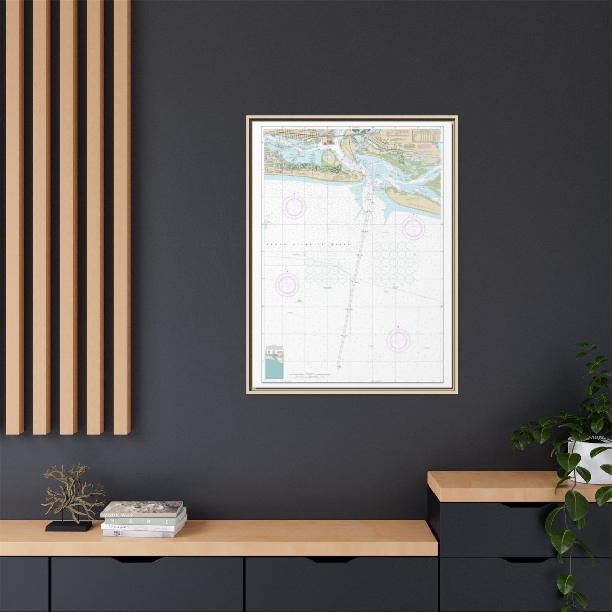 Chart 11547 Morehead City Harbor - NOAA Nautical Chart Floating Frame Canvas | 24" x 32" | 30" x 40" - Natural context-2