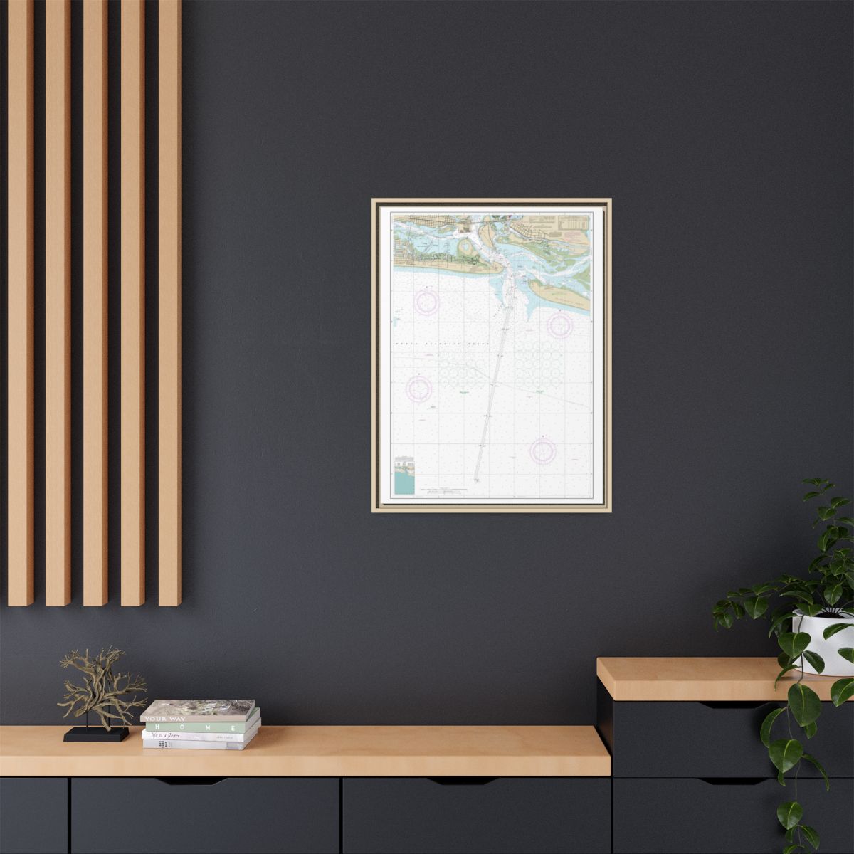 Chart 11547 Morehead City Harbor - NOAA Nautical Chart Floating Frame Canvas | 24" x 32" | 30" x 40" - Natural context-2