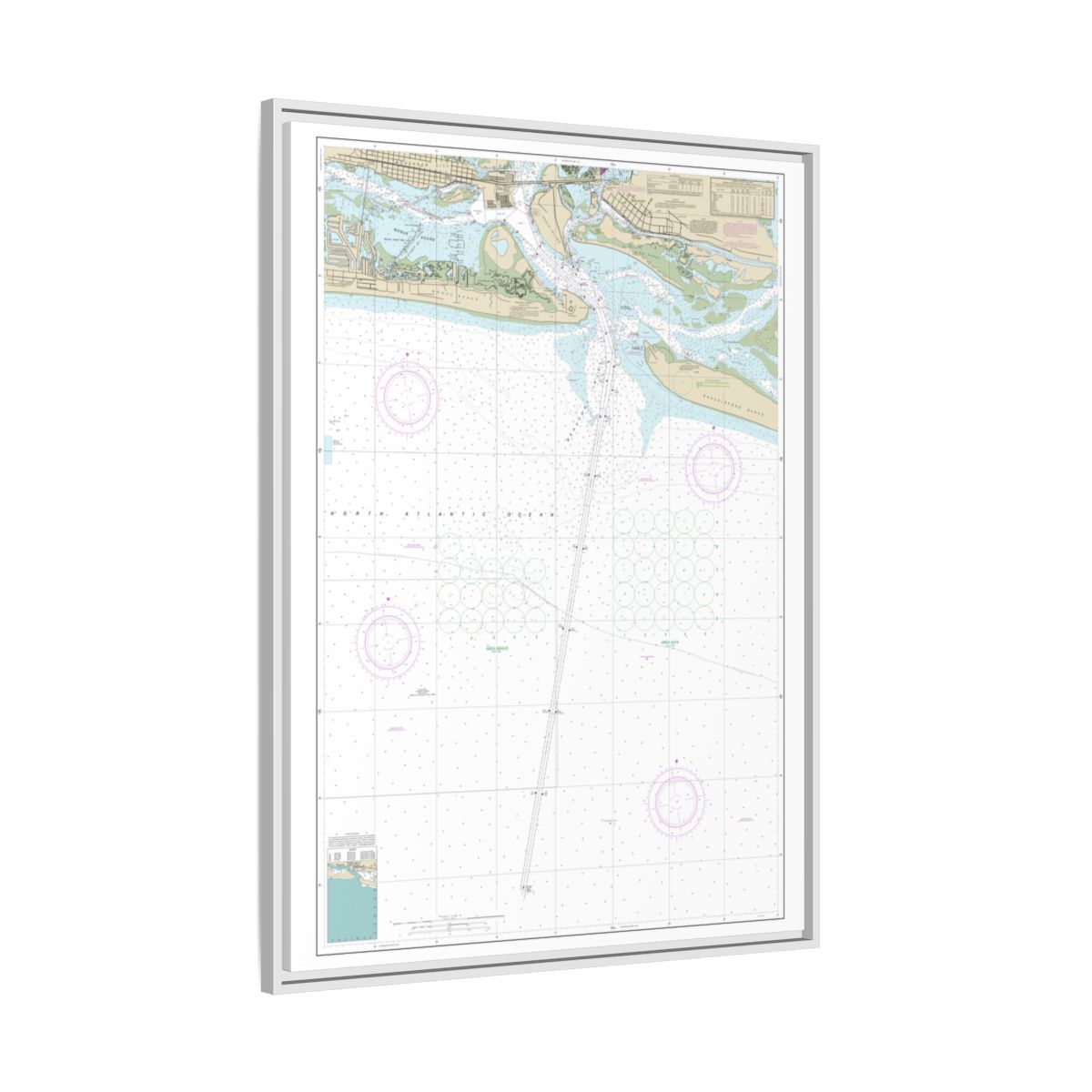 Chart 11547 Morehead City Harbor - NOAA Nautical Chart Floating Frame Canvas | 24" x 32" | 30" x 40" - White side