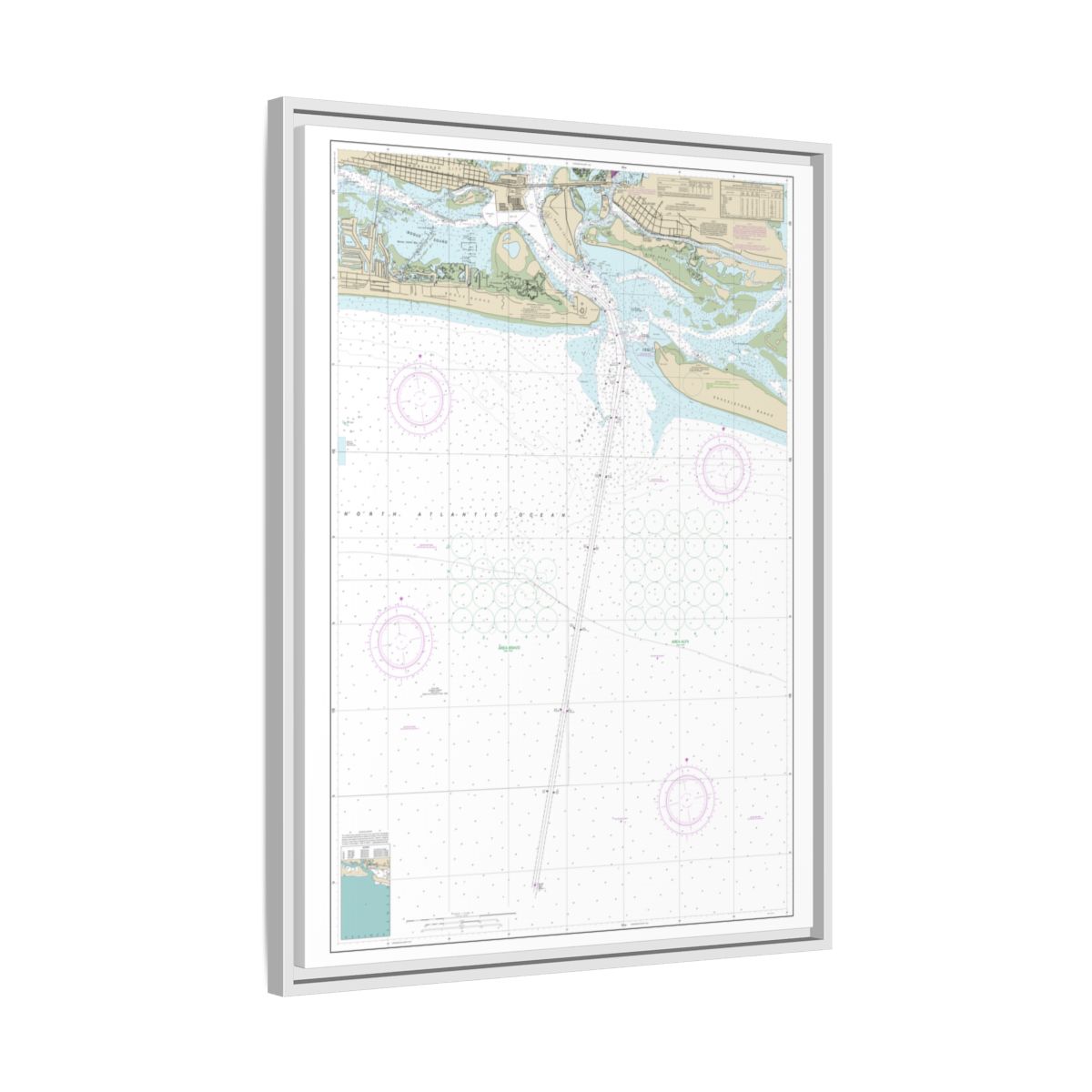 Chart 11547 Morehead City Harbor - NOAA Nautical Chart Floating Frame Canvas | 24" x 32" | 30" x 40" - White side