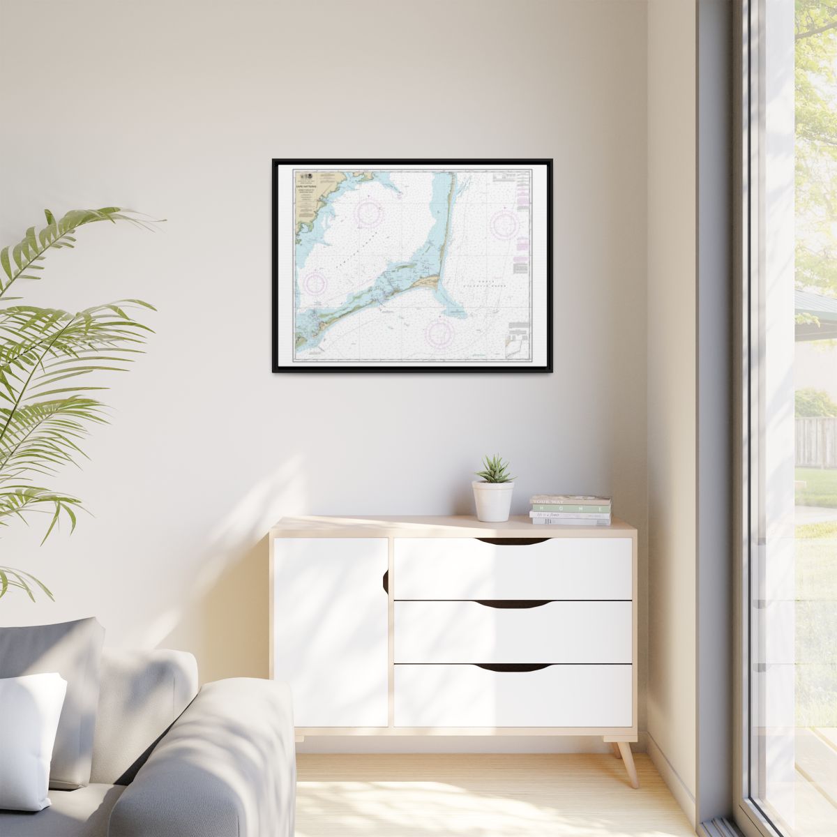 Chart 11555 Cape Hatteras-Wimble Shoals to Ocracoke Inlet - NOAA Nautical Chart Floating Frame Canvas | 32" x 24" | 40" x 30" - Black context-1