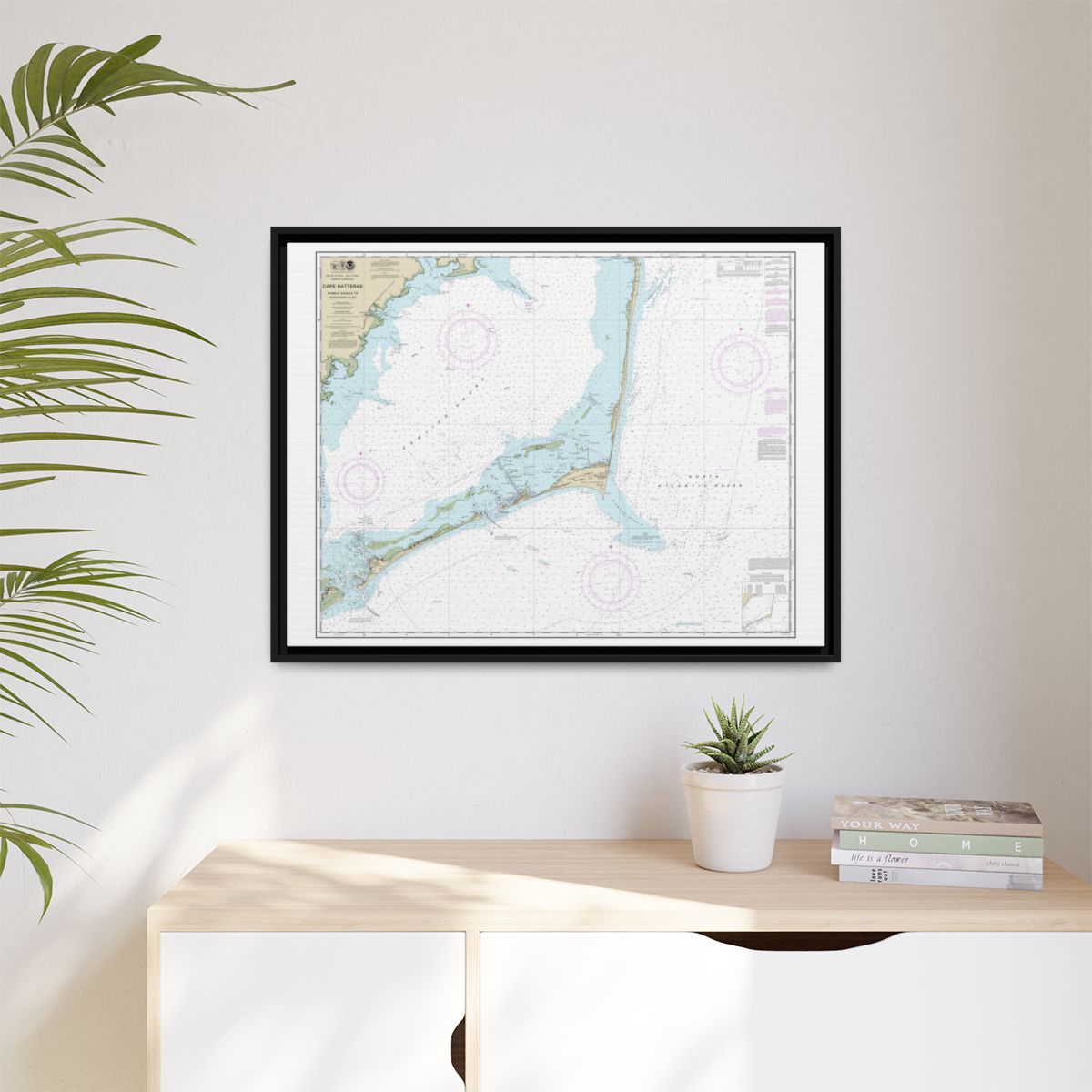 Chart 11555 Cape Hatteras-Wimble Shoals to Ocracoke Inlet - NOAA Nautical Chart Floating Frame Canvas | 32" x 24" | 40" x 30" - Black context-1