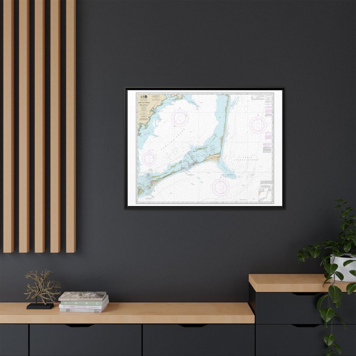 Chart 11555 Cape Hatteras-Wimble Shoals to Ocracoke Inlet - NOAA Nautical Chart Floating Frame Canvas | 32" x 24" | 40" x 30" - Black context-2