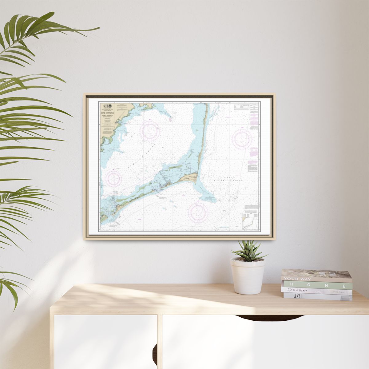 Chart 11555 Cape Hatteras-Wimble Shoals to Ocracoke Inlet - NOAA Nautical Chart Floating Frame Canvas | 32" x 24" | 40" x 30" - Natural context-1