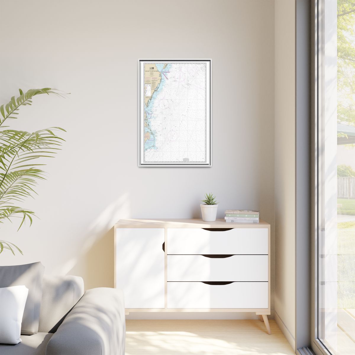 Chart 12200 Cape May to Cape Hatteras - NOAA Nautical Chart Floating Frame Canvas | 20" x 30" | 24" x 36" | 32" x 48" - White context-1