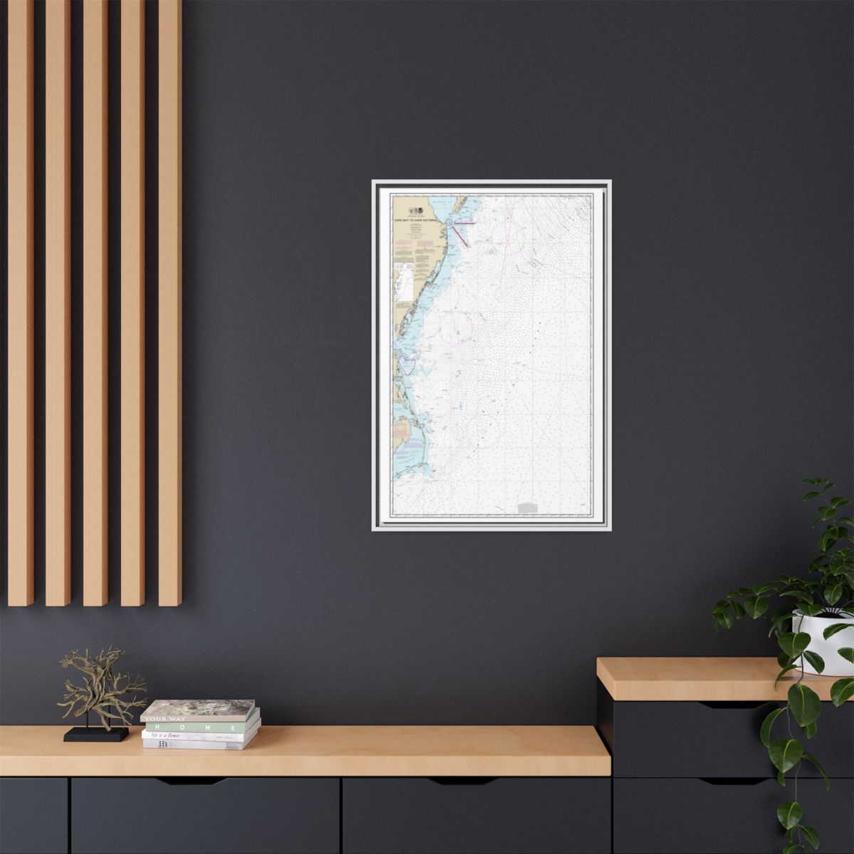 Chart 12200 Cape May to Cape Hatteras - NOAA Nautical Chart Floating Frame Canvas | 20" x 30" | 24" x 36" | 32" x 48" - White context-2