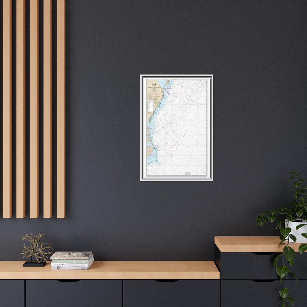 Chart 12200 Cape May to Cape Hatteras - NOAA Nautical Chart Floating Frame Canvas | 20" x 30" | 24" x 36" | 32" x 48" - White context-2