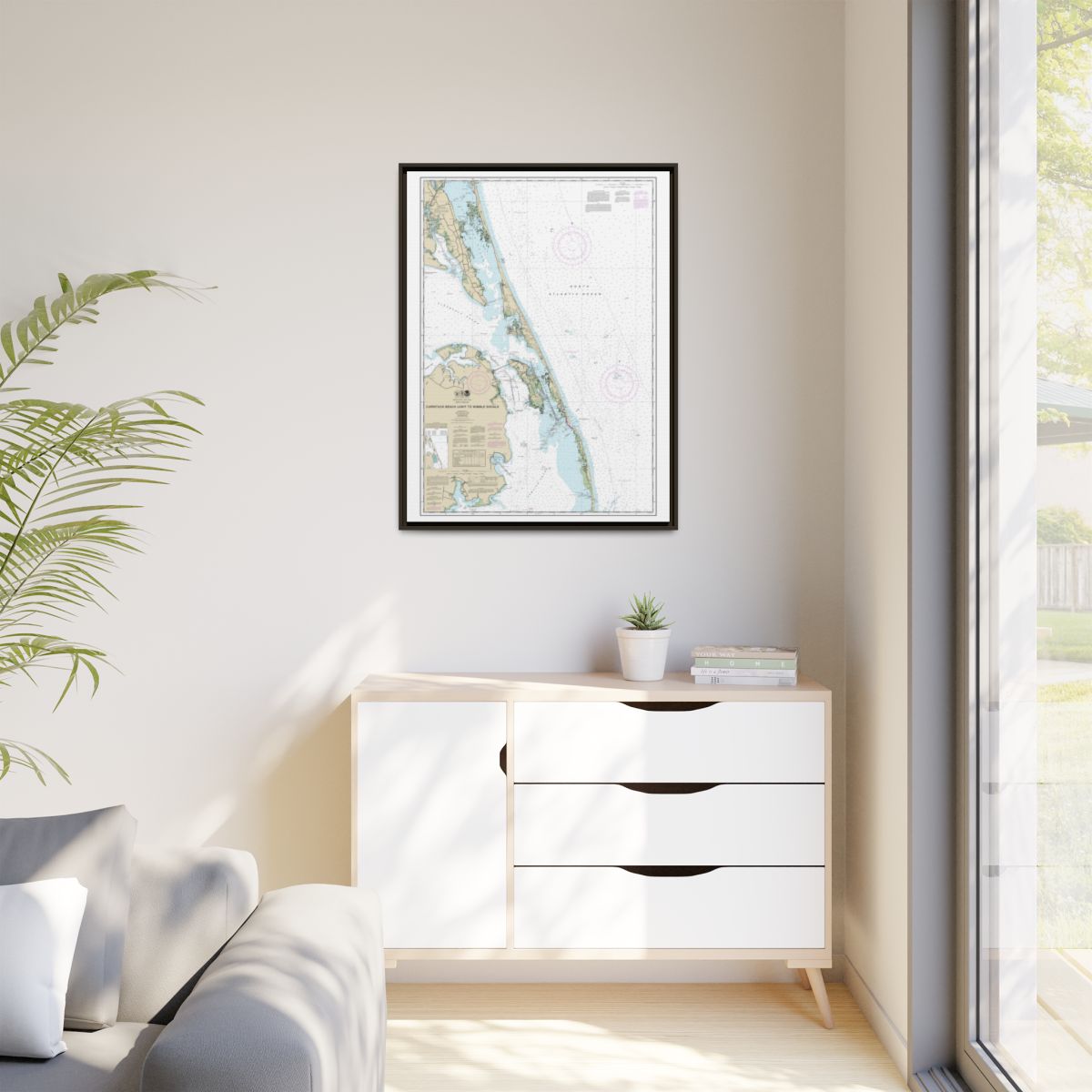 Chart 12204 Currituck Beach Light to Wimble Shoals - NOAA Nautical Chart Floating Frame Canvas | 24" x 32" | 30" x 40" - Espresso context-1