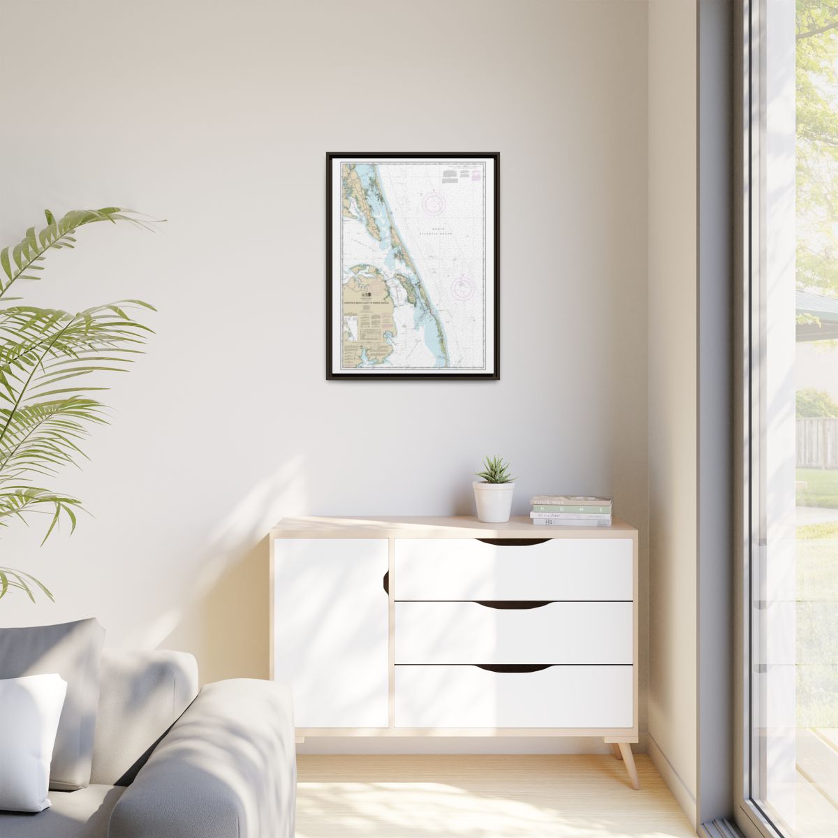 Chart 12204 Currituck Beach Light to Wimble Shoals - NOAA Nautical Chart Floating Frame Canvas | 24" x 32" | 30" x 40" - Espresso context-1