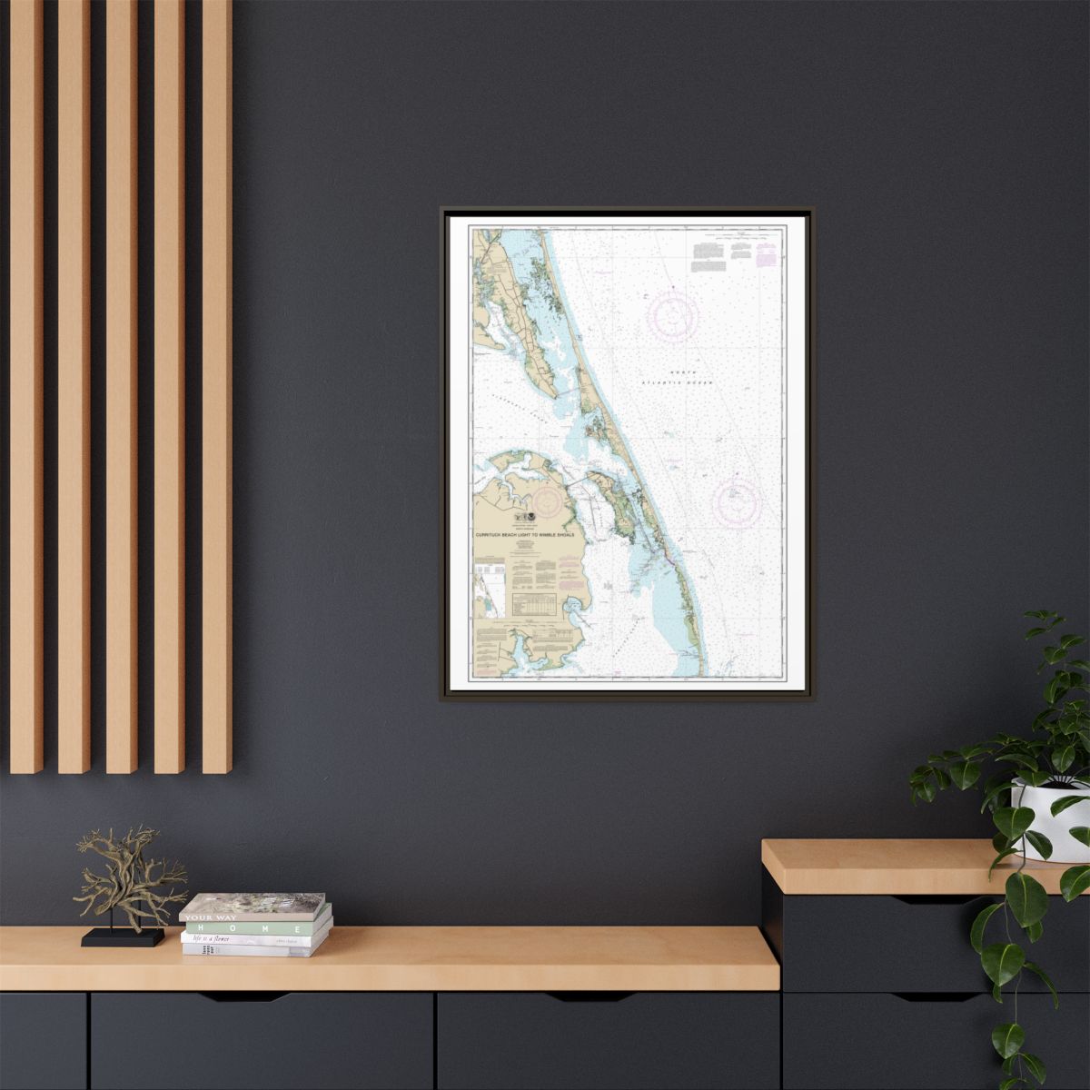 Chart 12204 Currituck Beach Light to Wimble Shoals - NOAA Nautical Chart Floating Frame Canvas | 24" x 32" | 30" x 40" - Espresso context-2