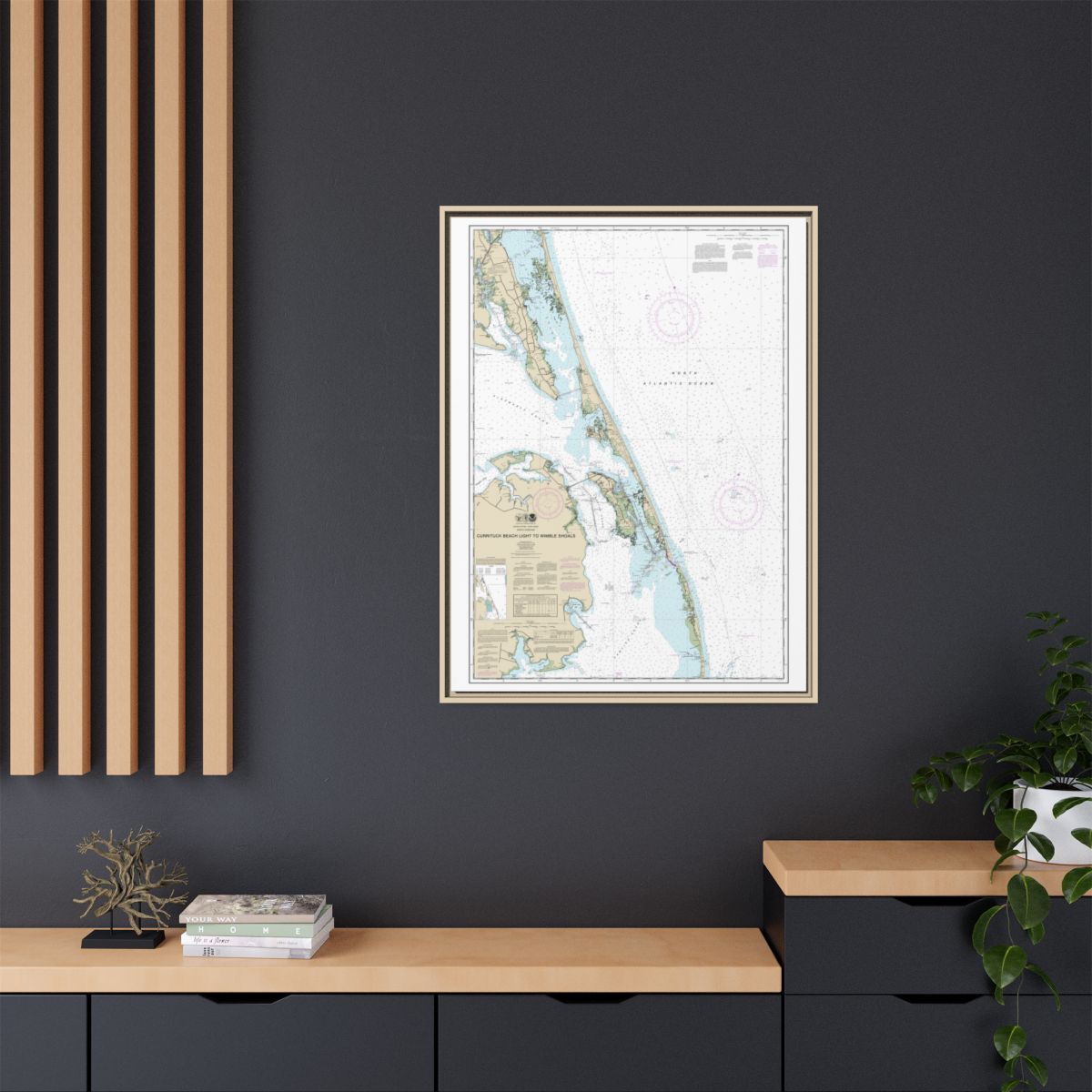 Chart 12204 Currituck Beach Light to Wimble Shoals - NOAA Nautical Chart Floating Frame Canvas | 24" x 32" | 30" x 40" - Natural context-2