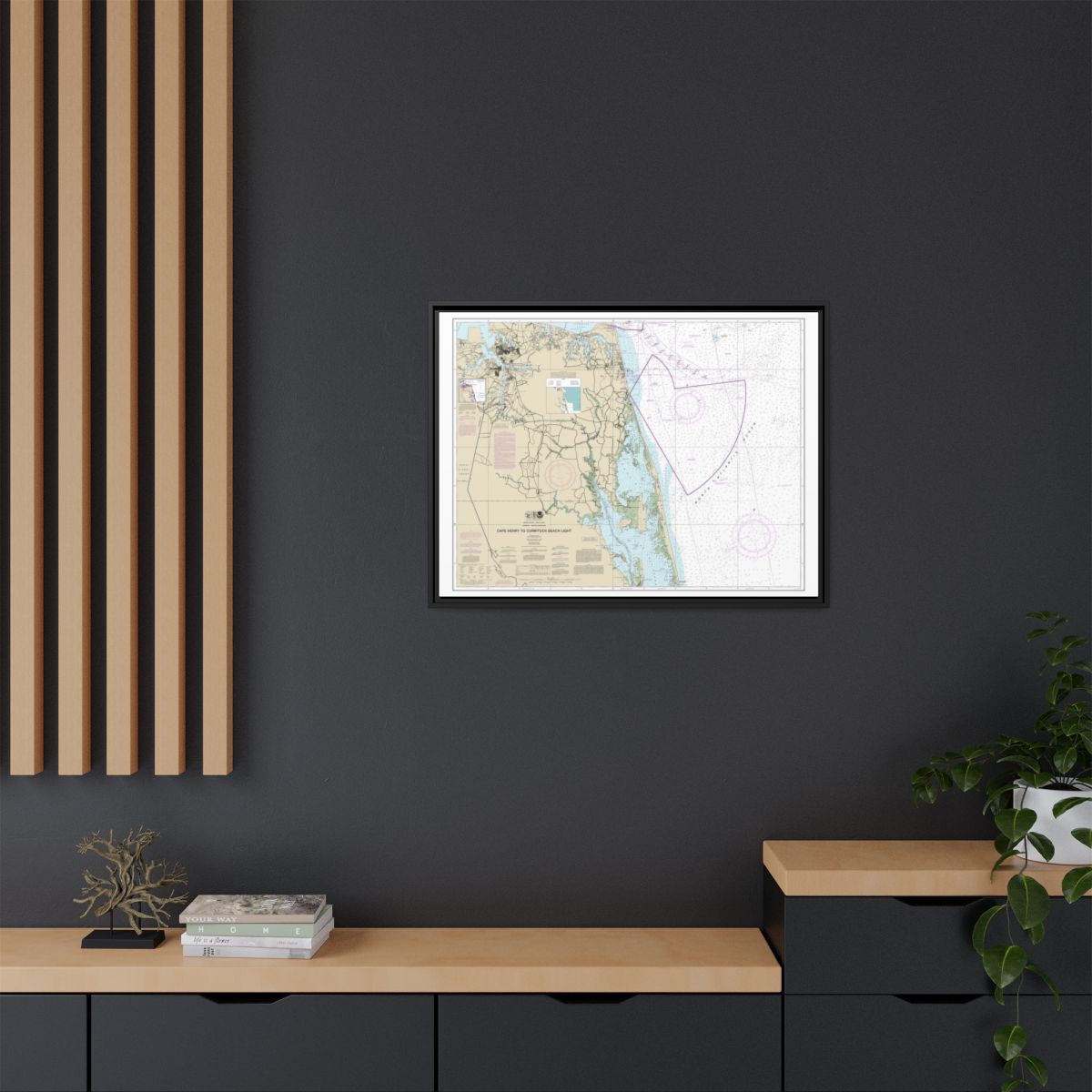 Chart 12207 Cape Henry to Currituck Beach Light - NOAA Nautical Chart Floating Frame Canvas | 32" x 24" | 40" x 30" - Black context-2