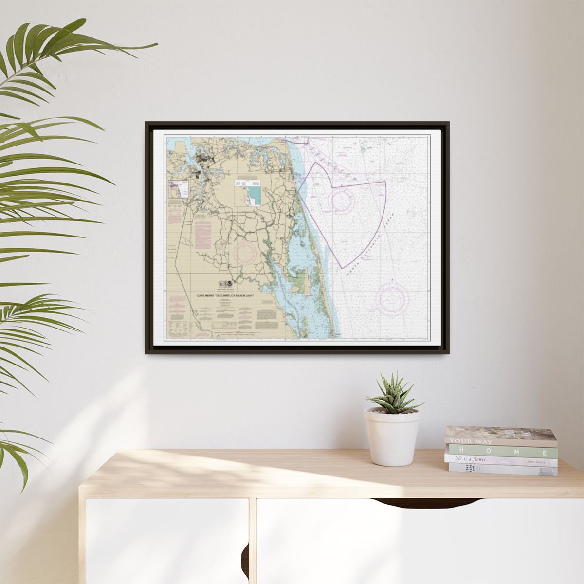 Chart 12207 Cape Henry to Currituck Beach Light - NOAA Nautical Chart Floating Frame Canvas | 32" x 24" | 40" x 30" - Espresso context-1