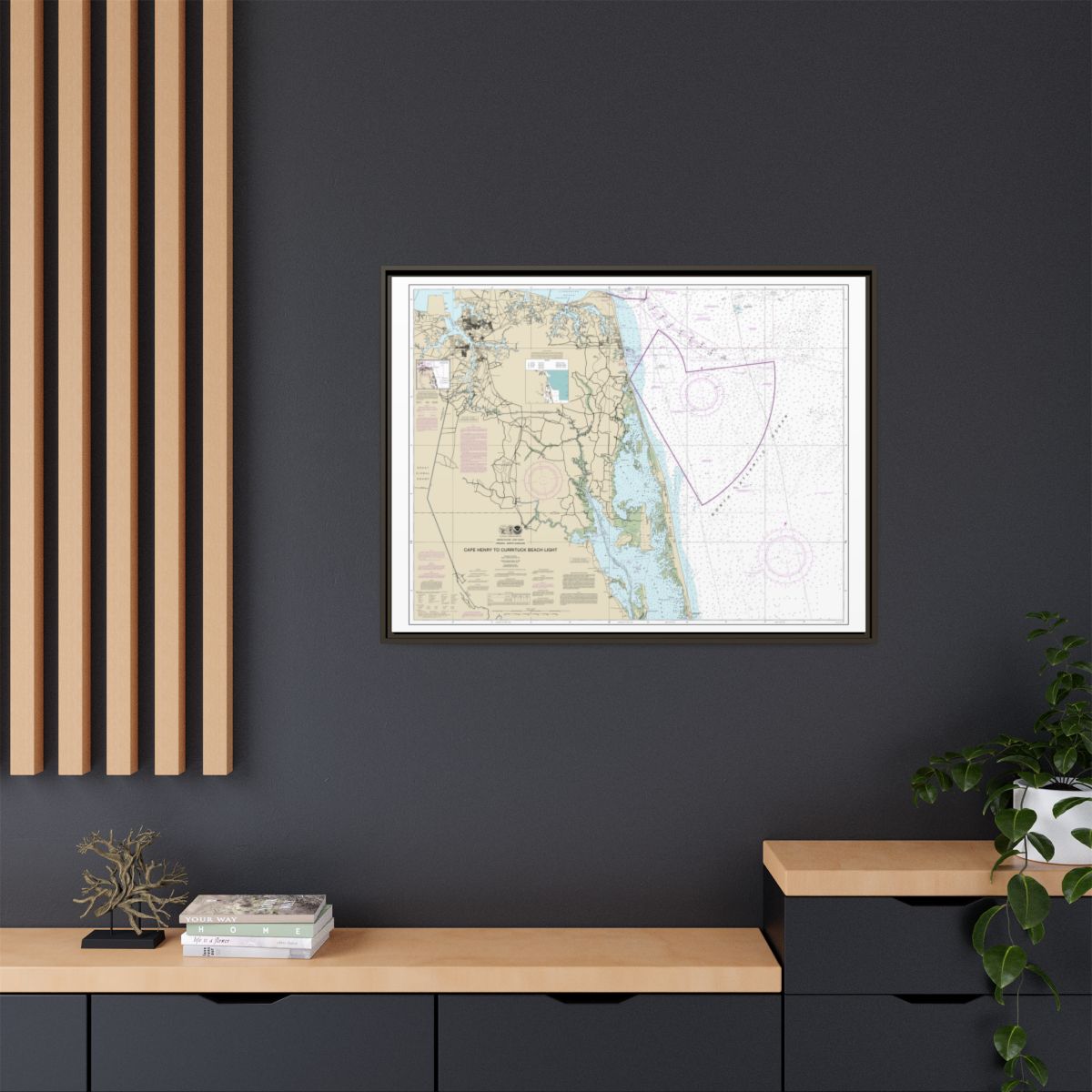 Chart 12207 Cape Henry to Currituck Beach Light - NOAA Nautical Chart Floating Frame Canvas | 32" x 24" | 40" x 30" - Espresso context-2