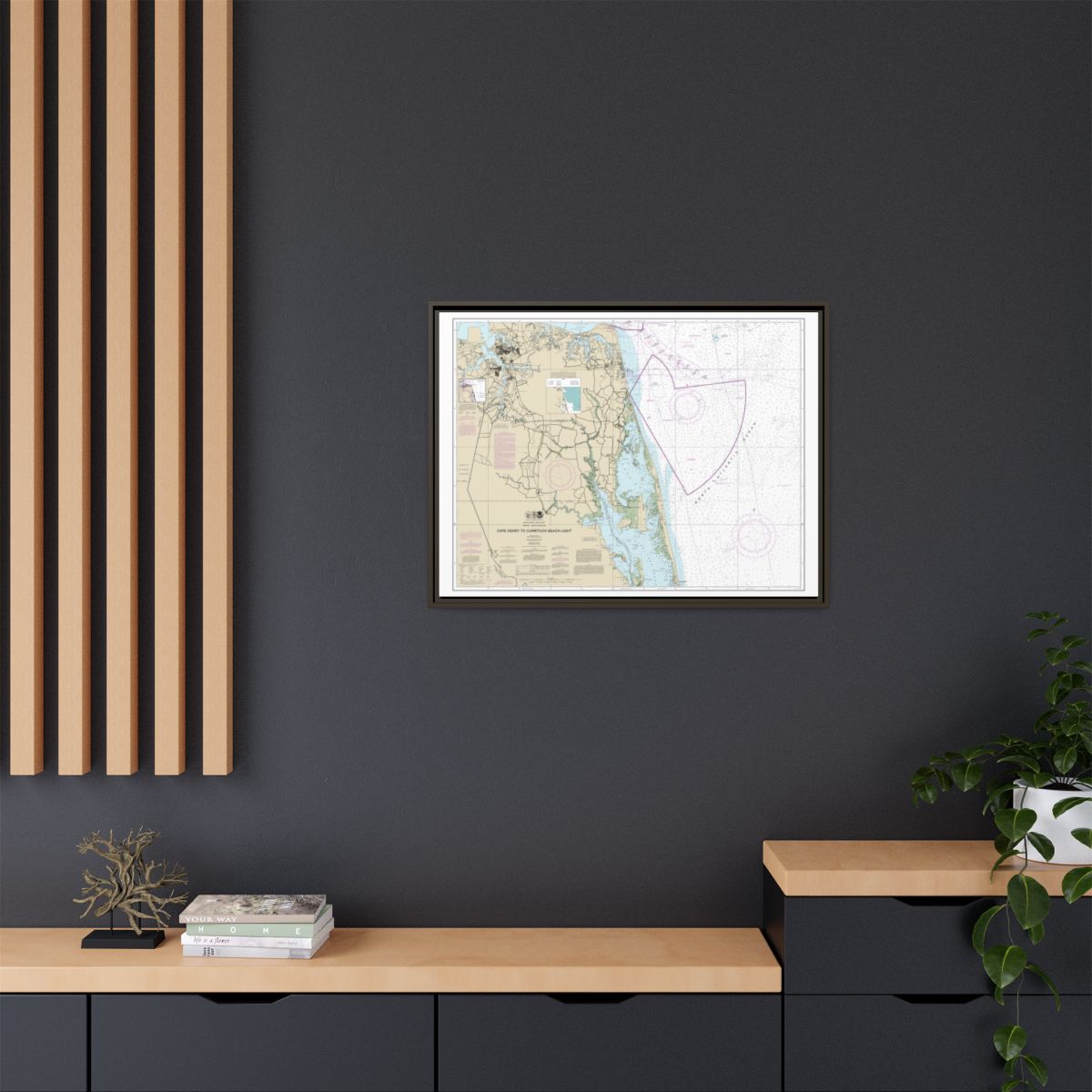 Chart 12207 Cape Henry to Currituck Beach Light - NOAA Nautical Chart Floating Frame Canvas | 32" x 24" | 40" x 30" - Espresso context-2