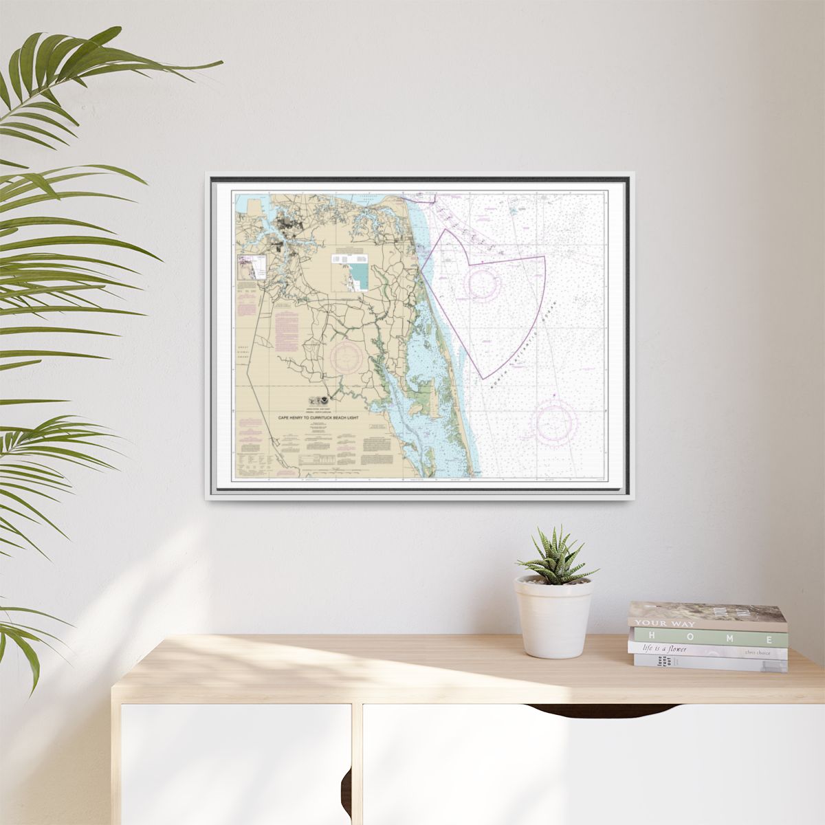 Chart 12207 Cape Henry to Currituck Beach Light - NOAA Nautical Chart Floating Frame Canvas | 32" x 24" | 40" x 30" - White context-1