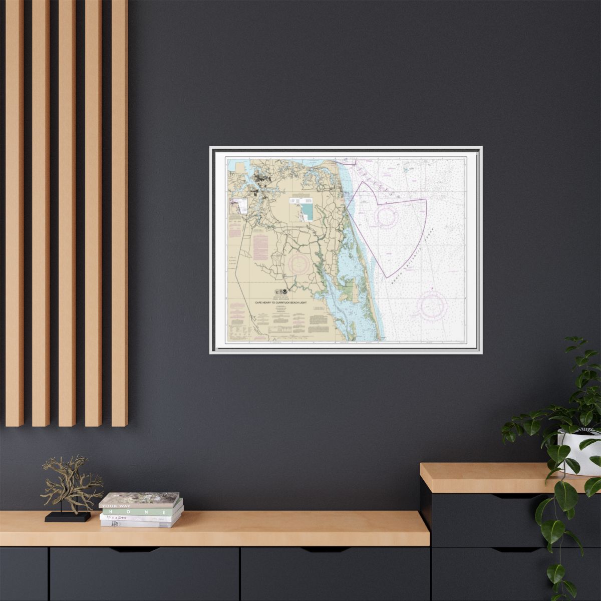 Chart 12207 Cape Henry to Currituck Beach Light - NOAA Nautical Chart Floating Frame Canvas | 32" x 24" | 40" x 30" - White context-2
