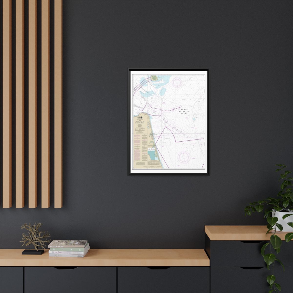 Chart 12208 Approaches to Chesapeake Bay - NOAA Nautical Chart Floating Frame Canvas | 24" x 32" | 30" x 40" - Black context-2