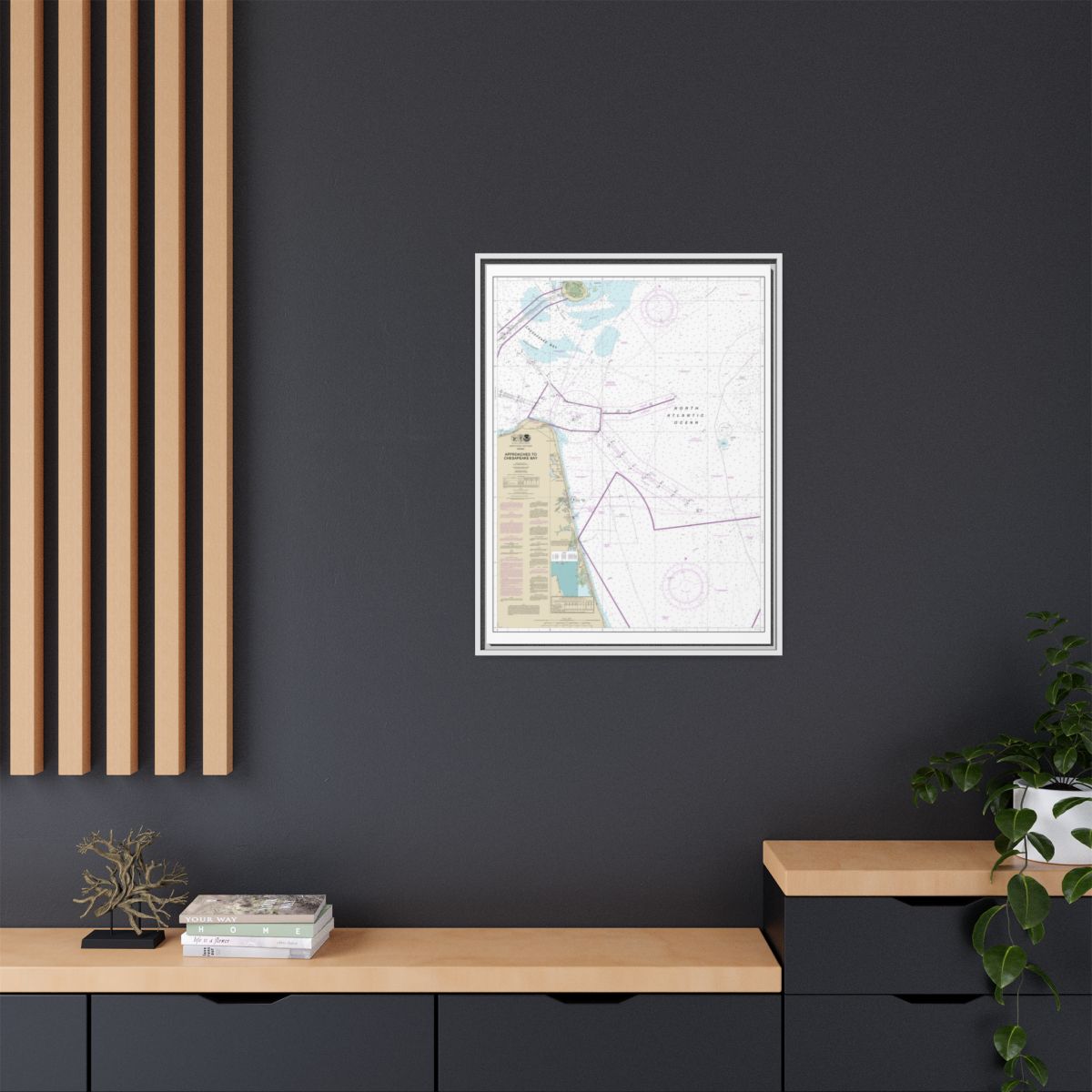Chart 12208 Approaches to Chesapeake Bay - NOAA Nautical Chart Floating Frame Canvas | 24" x 32" | 30" x 40" - White context-2