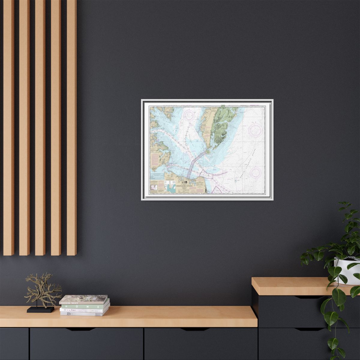Chart 12221 Chesapeake Bay Entrance - NOAA Nautical Chart Floating Frame Canvas | 32" x 24" | 40" x 30" - White context-2