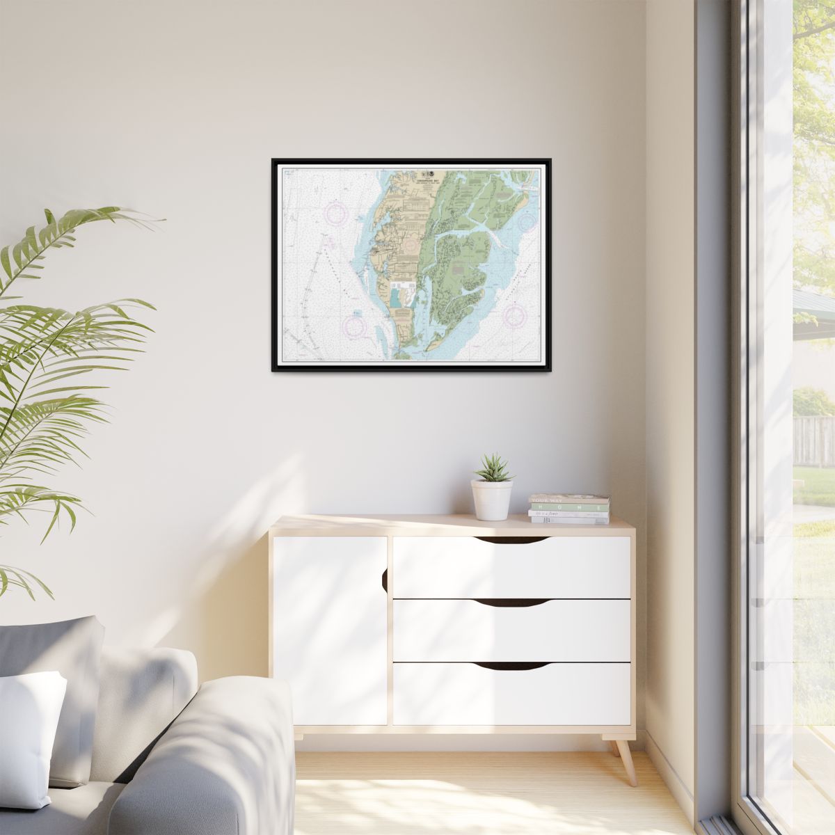 Chart 12224 Chesapeake Bay Cape Charles to Wolf Trap - NOAA Nautical Chart Floating Frame Canvas | 32" x 24" | 40" x 30" - Black context-1
