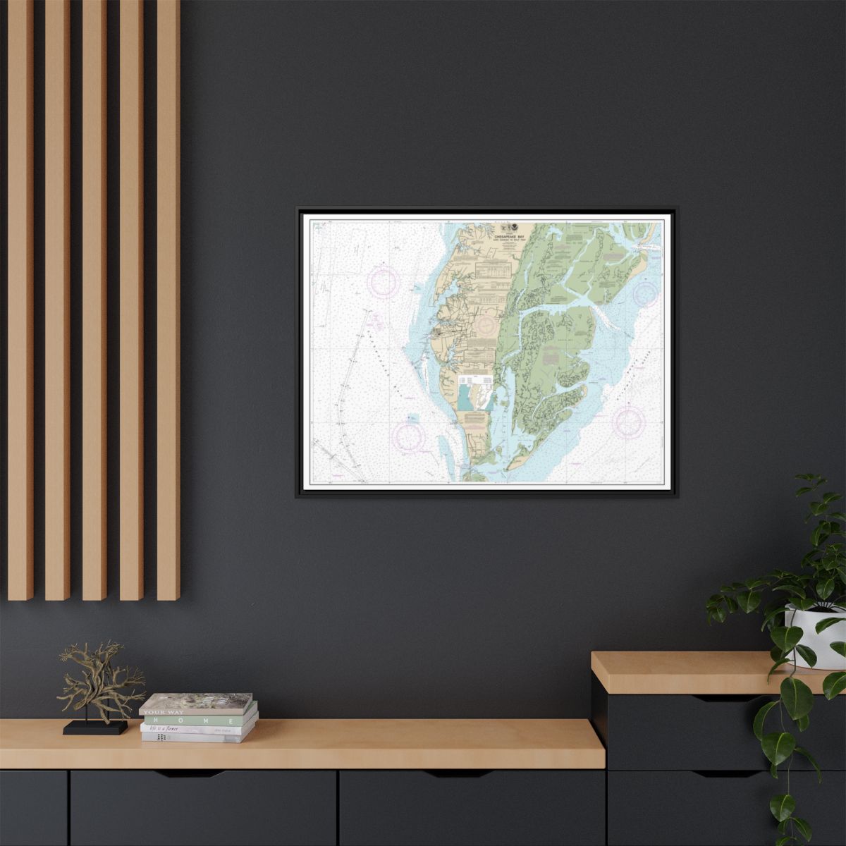 Chart 12224 Chesapeake Bay Cape Charles to Wolf Trap - NOAA Nautical Chart Floating Frame Canvas | 32" x 24" | 40" x 30" - Black context-2