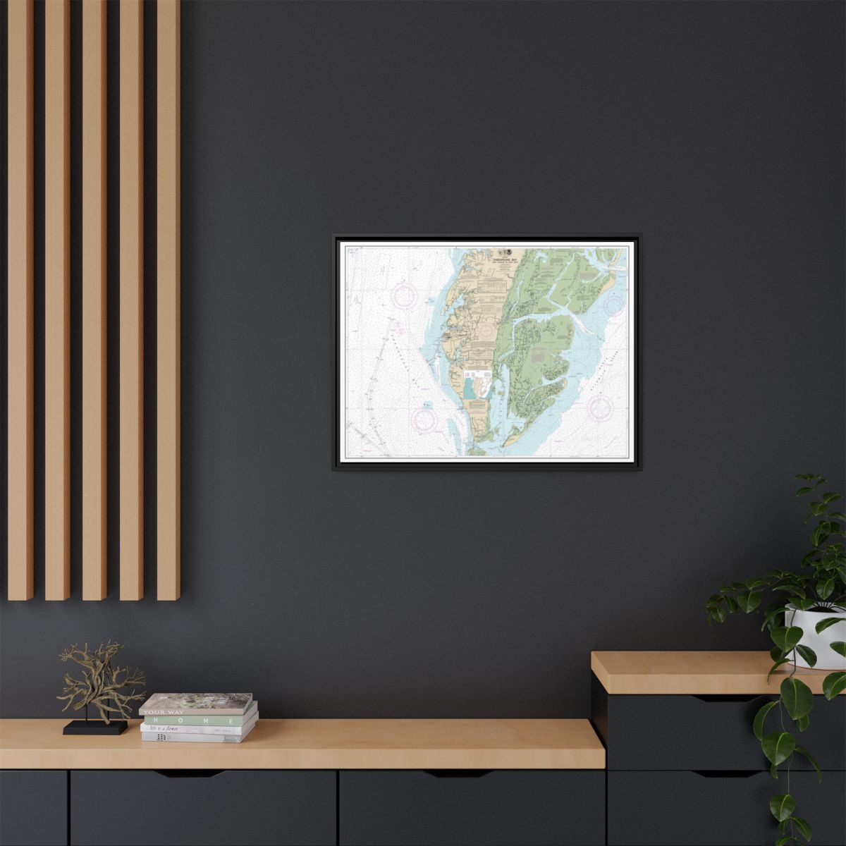 Chart 12224 Chesapeake Bay Cape Charles to Wolf Trap - NOAA Nautical Chart Floating Frame Canvas | 32" x 24" | 40" x 30" - Black context-2